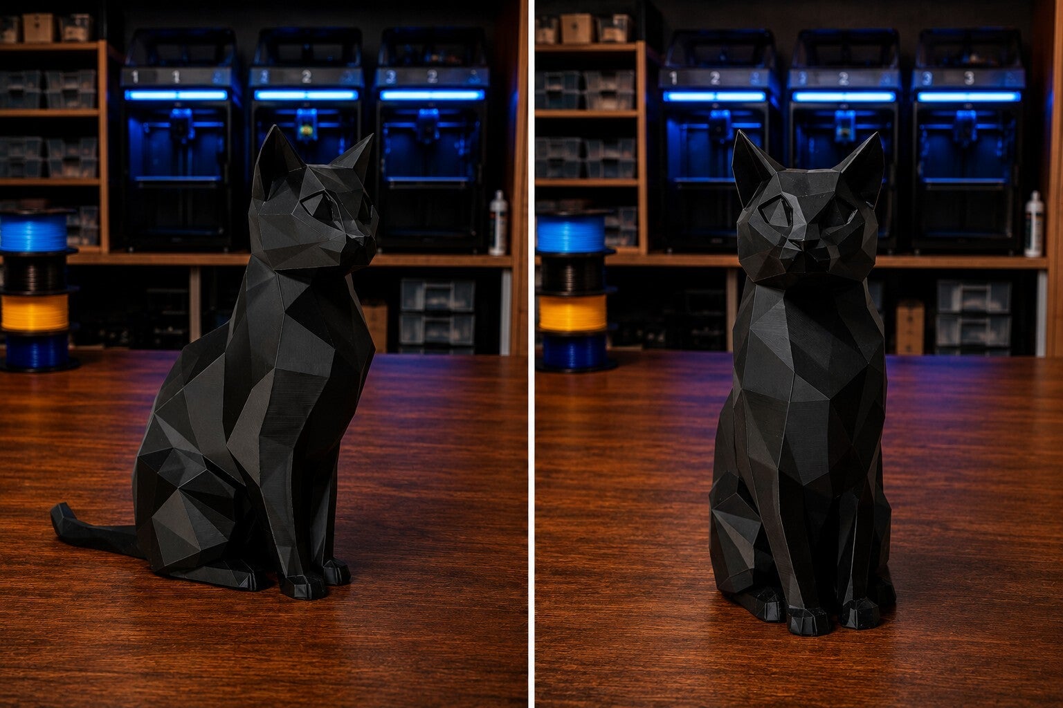 🐈‍⬛ Geometrische Katzen Skulptur aus dem 3D Druck – Moderne Low-Poly Statue