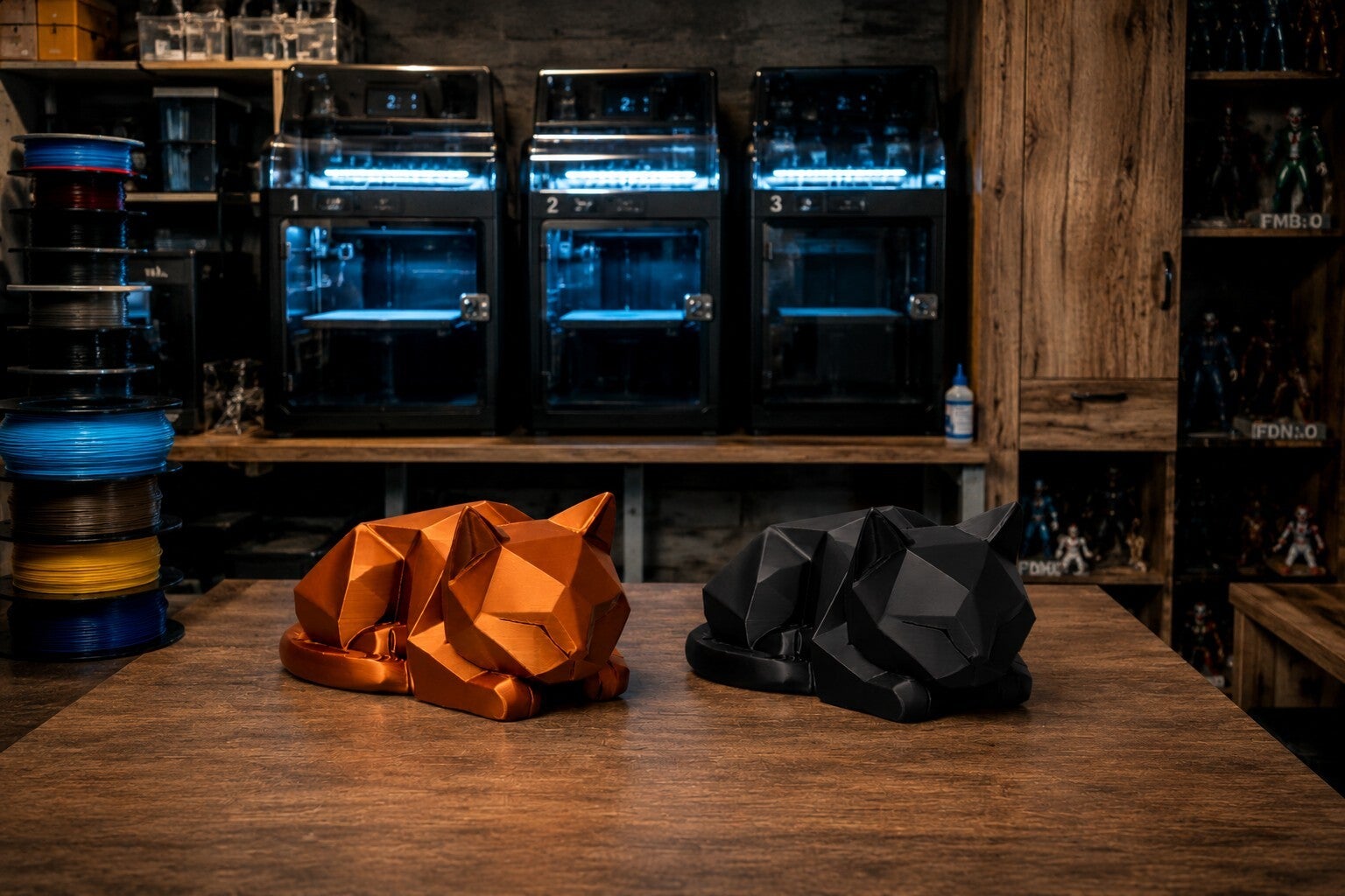 🐱 Geometrische Katzen Skulptur aus dem 3D Druck – Moderne Low-Poly Dekofigur