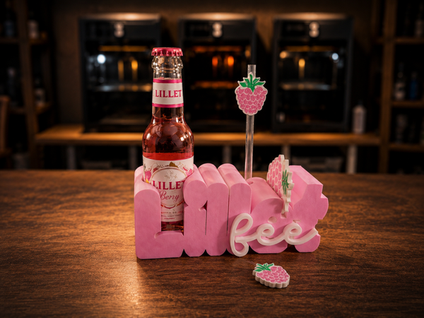 🍓 Lillefee Flaschenhalter – Sommerliches Geschenkset mit Himbeer-Deko