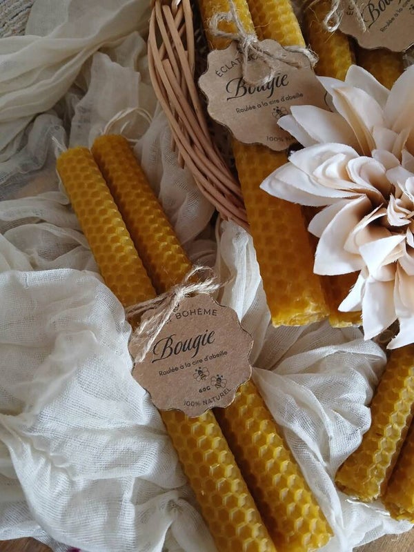 Bougies roulées en cire d’abeille