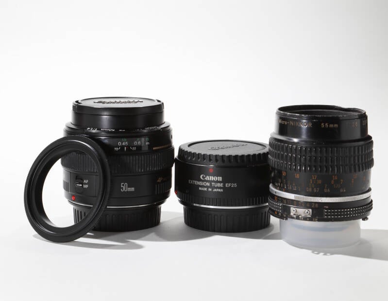 Three camera lens for use with a canon digital camera