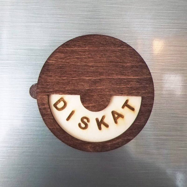 Magnetisk diskmaskin skylt diskat/odiskat