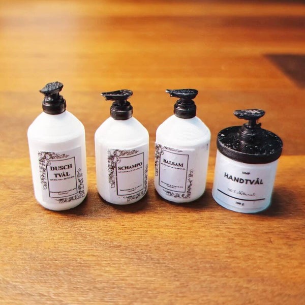 Miniatyr badrumsflaskor set 1:12
