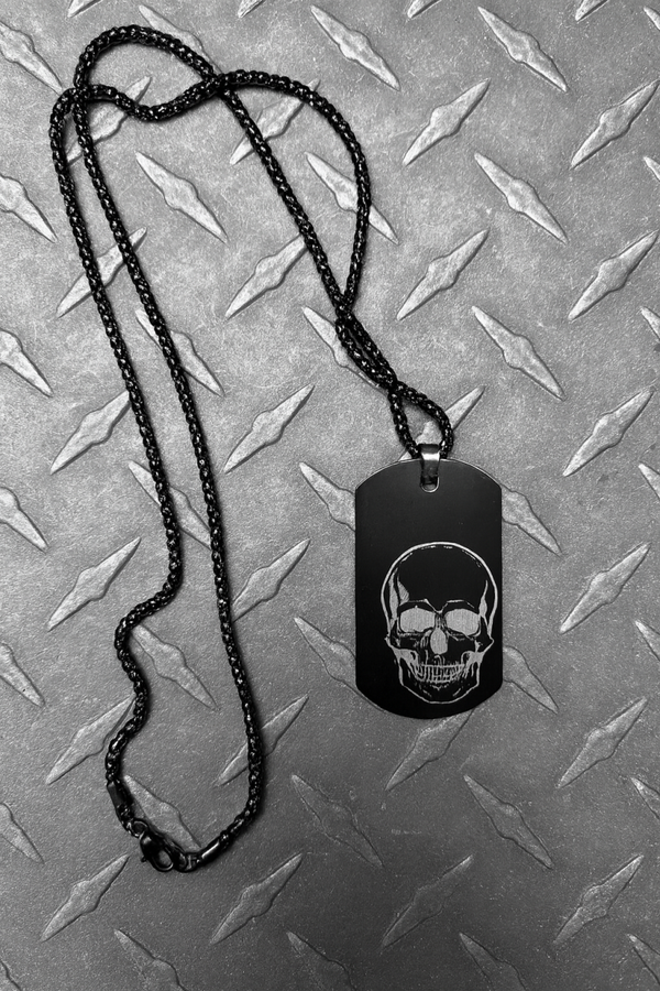 Dödskalle halsband i svart rostfritt stål