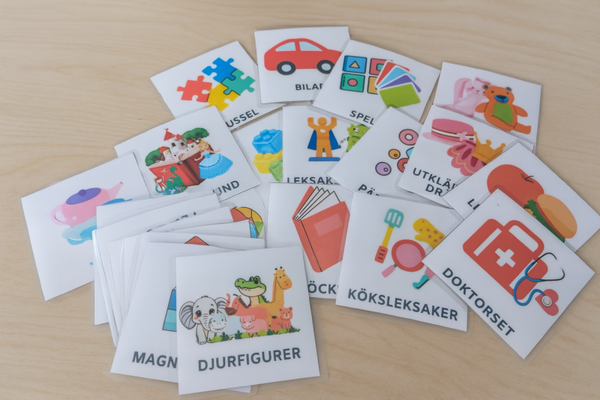 Laminerade etiketter till leksakslådor set av 10,15 och 24