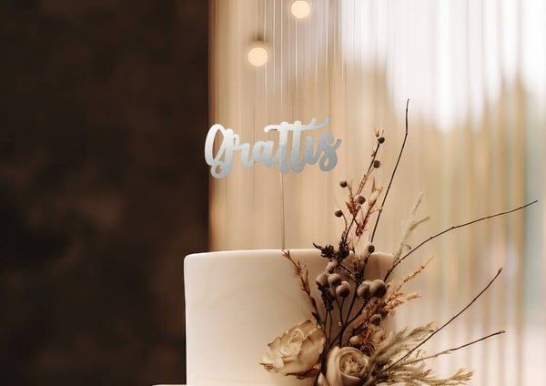 Tårtdekor – "Grattis" (17 cm)