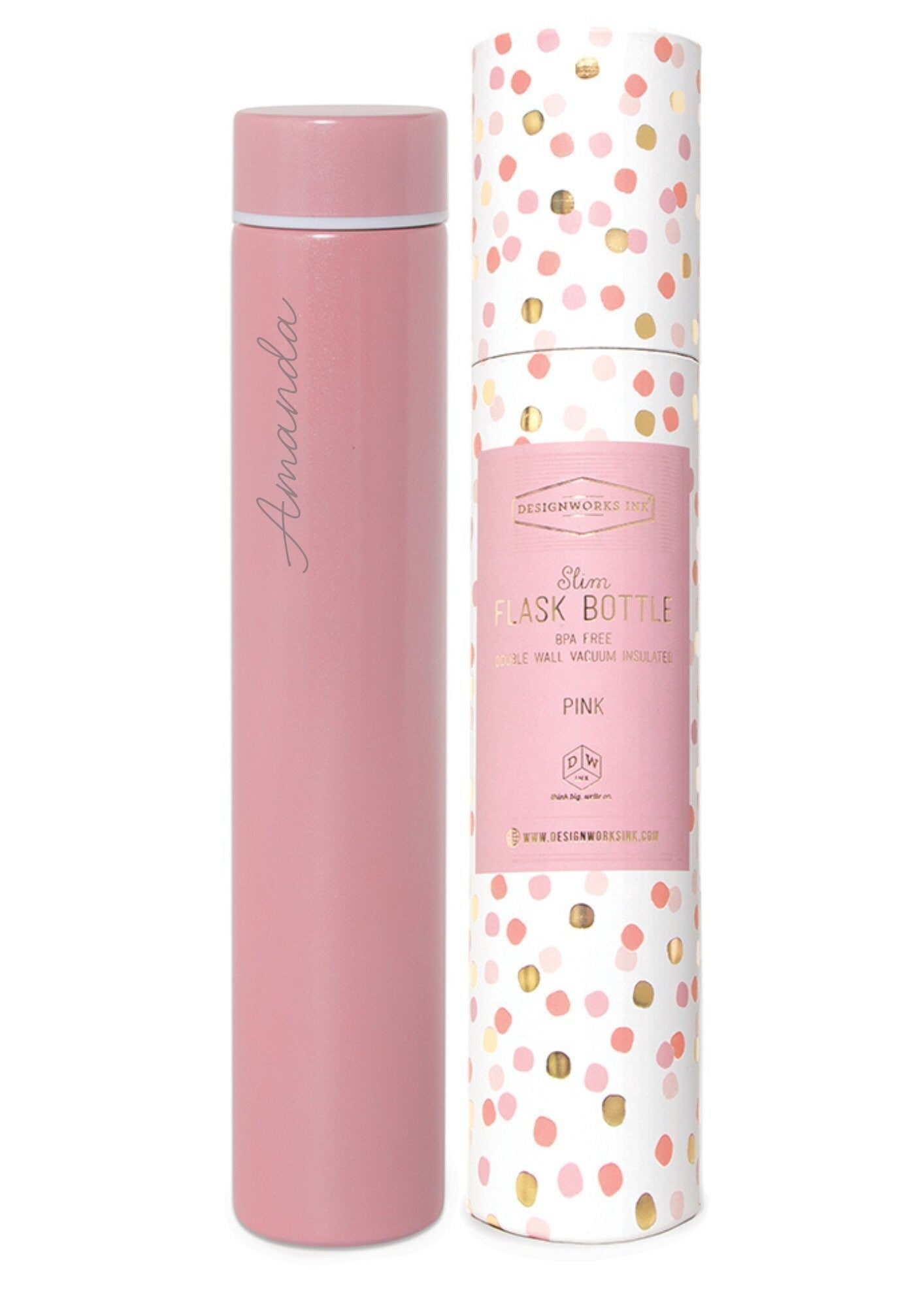 Smal Flask Bottle - Confettirosa med gravyr