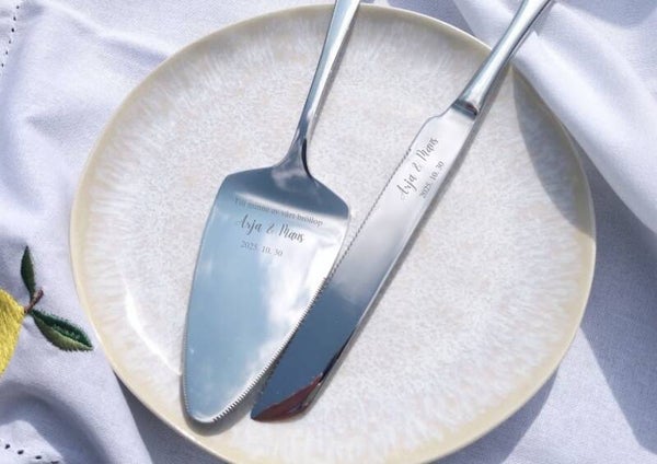 Tårtspade & Tårtskniv Set med Personlig Gravyr