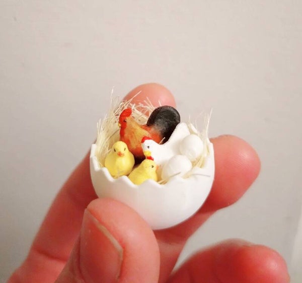 Miniatyr kycklingdekor set 1:12