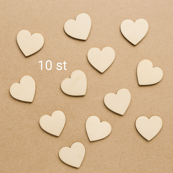 Hjärta träbitar 10st