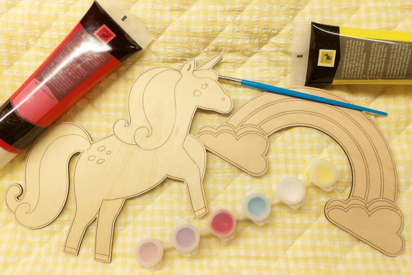 DIY Målningskit i Trä – Väggdekor för Barnrum - Enhörning Fantasi