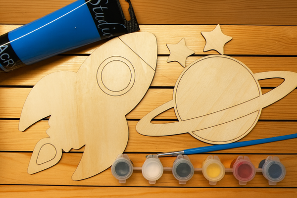 DIY Målningskit i Trä – Väggdekor för Barnrum - Rymdaventyr