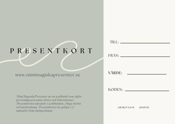 🎁 Presentkort - Minimalist Grön för honom