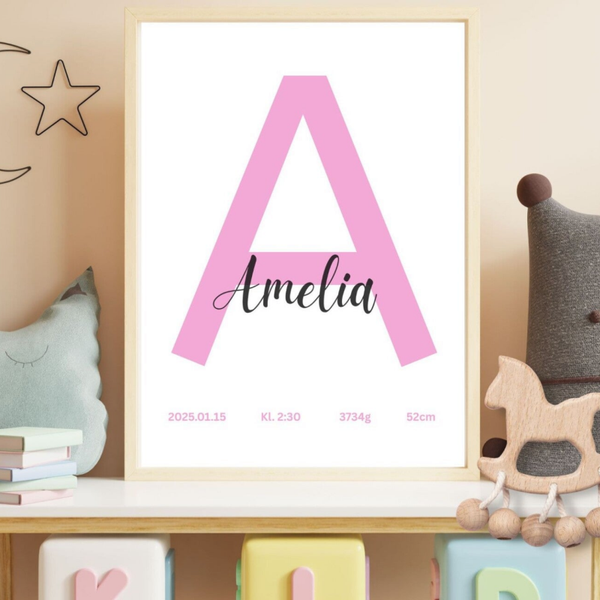 Minimalist Personlig Alfabet Namntavla A4 Poster