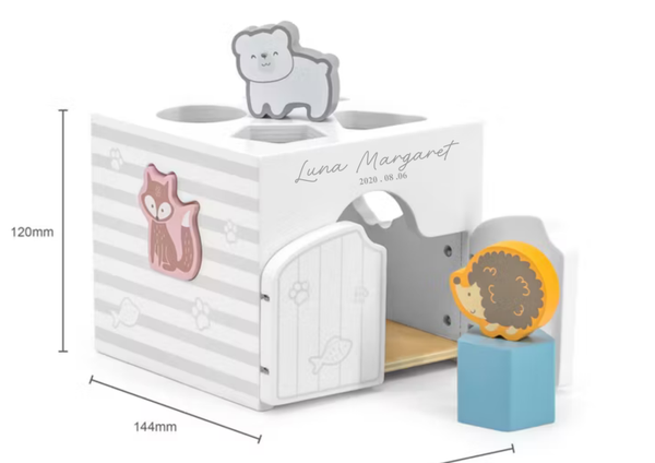 Plocklåda i trä – VIGA med ljudklossar & personlig gravyr