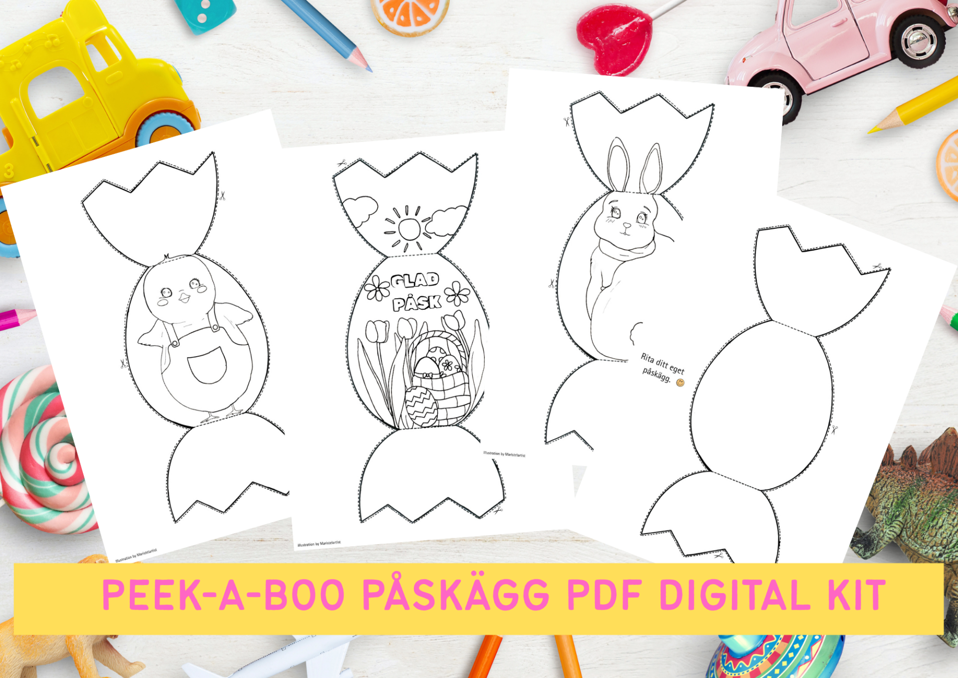 Peek-A-Boo Påskägg PDF Digitalt Kit