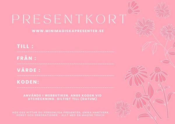 🎁 Presentkort - Pink Floral för henne