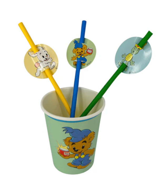 Papperssugrör, 10st, 3 designer, Bamse Kalas