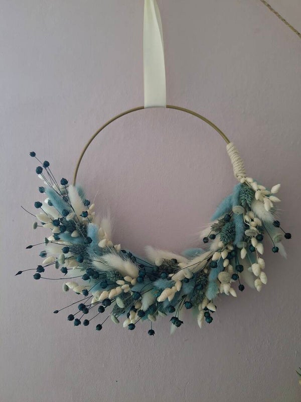 Droogbloemkrans blauw