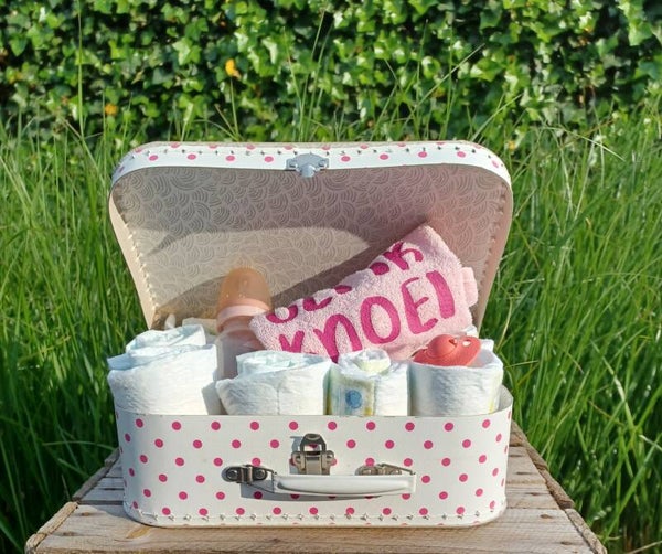 Valiesje met roze stippen