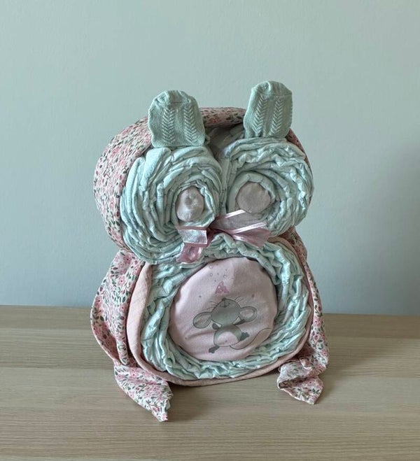 Pampertaart uil , Luxe kraamcadeau