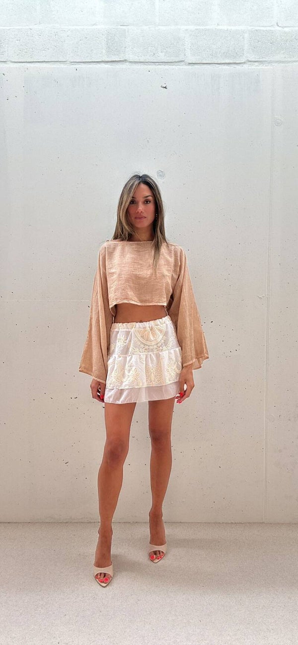 Lace Embroidery Mini Skirt