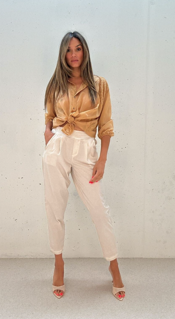 Linen-Look Tailored Trousers