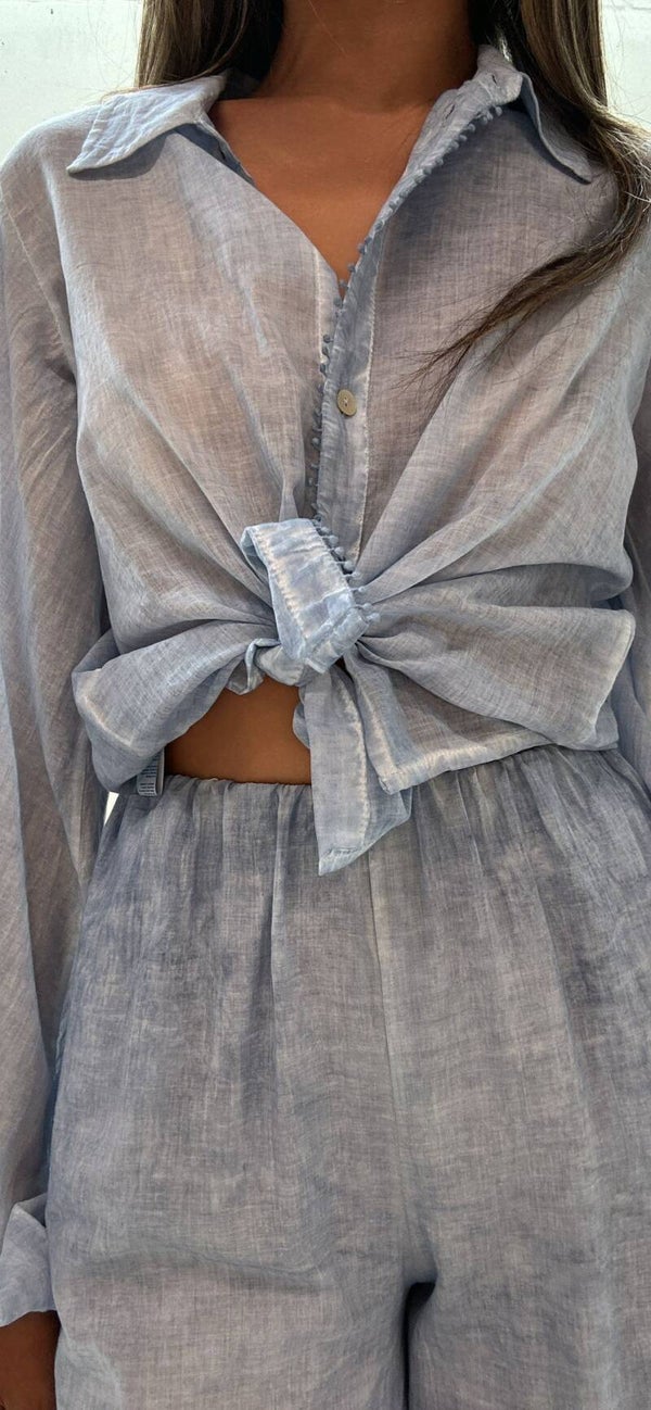 Linen-Blend Oversized Shirt