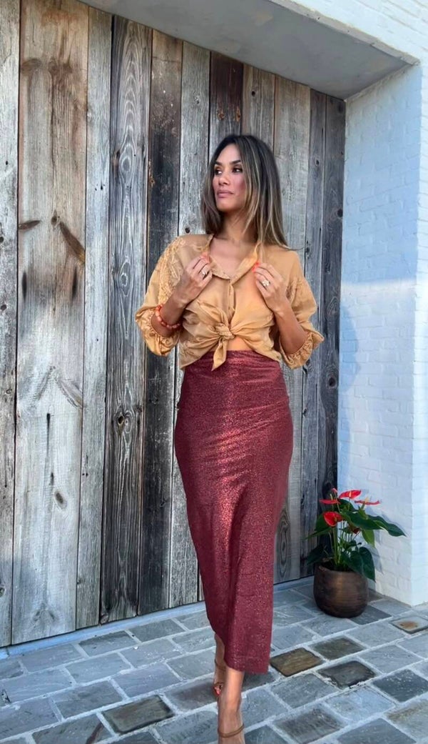 Gold Embroidery Oversized Blouse