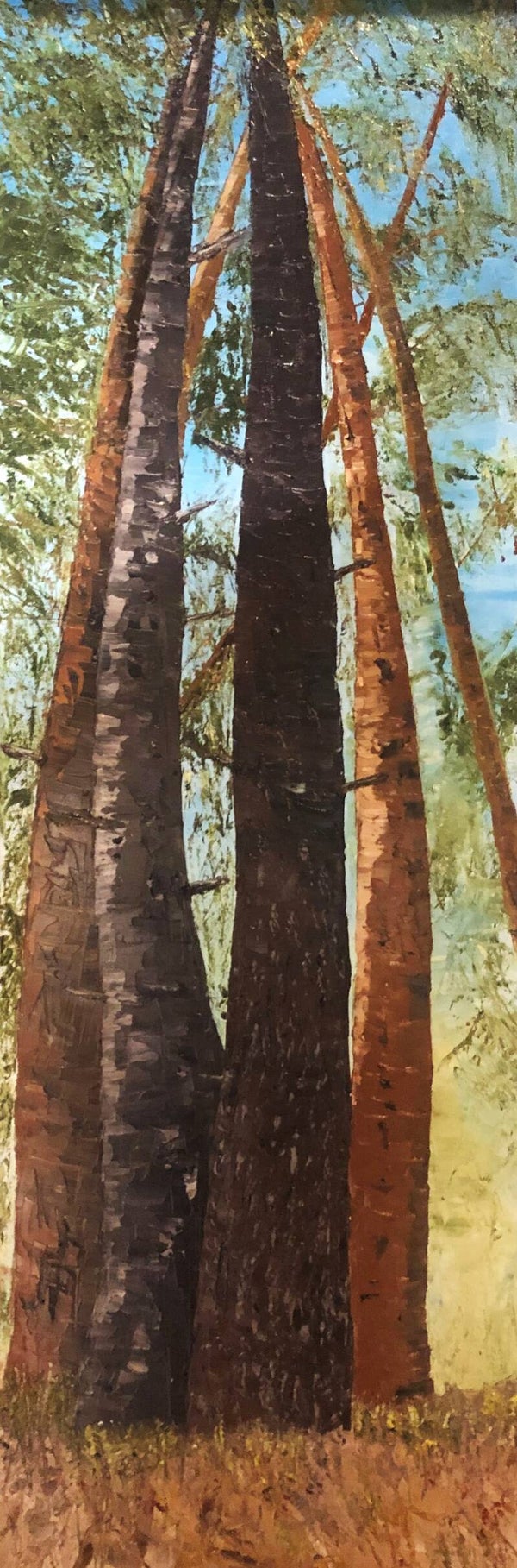 Huile sur toile intitulée "Une belle rencontre"