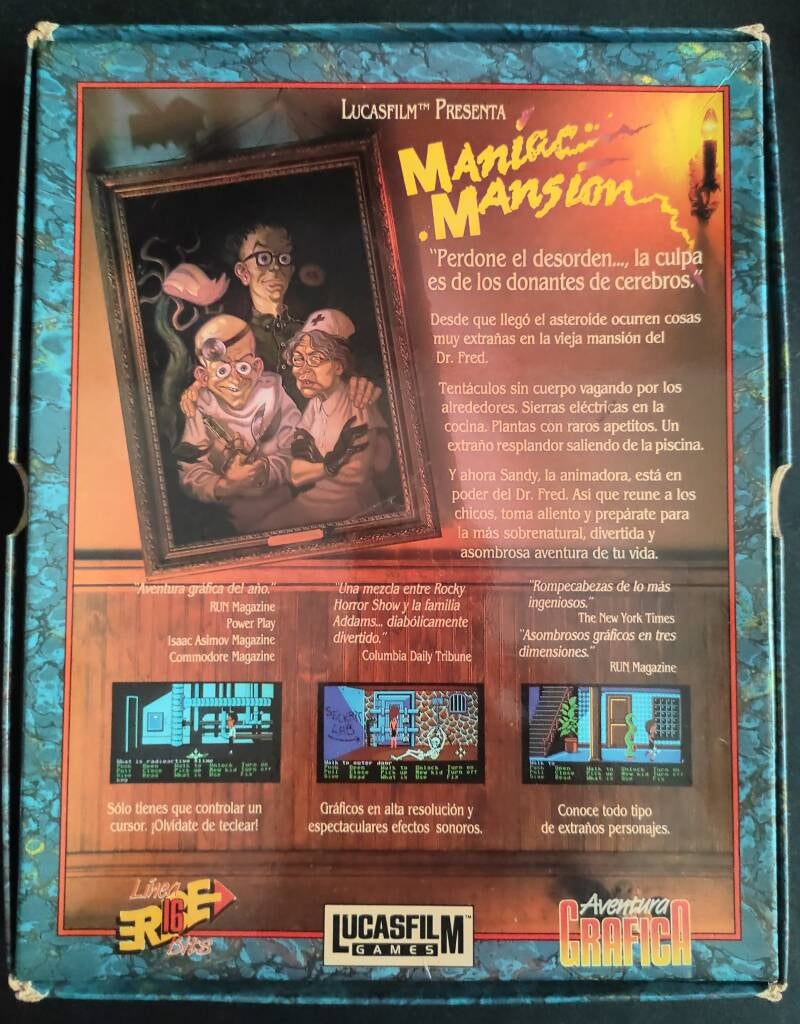 Contraportada Maniac Mansion