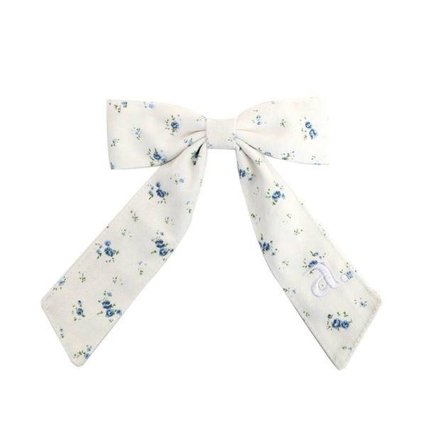 Blue Floral Bow