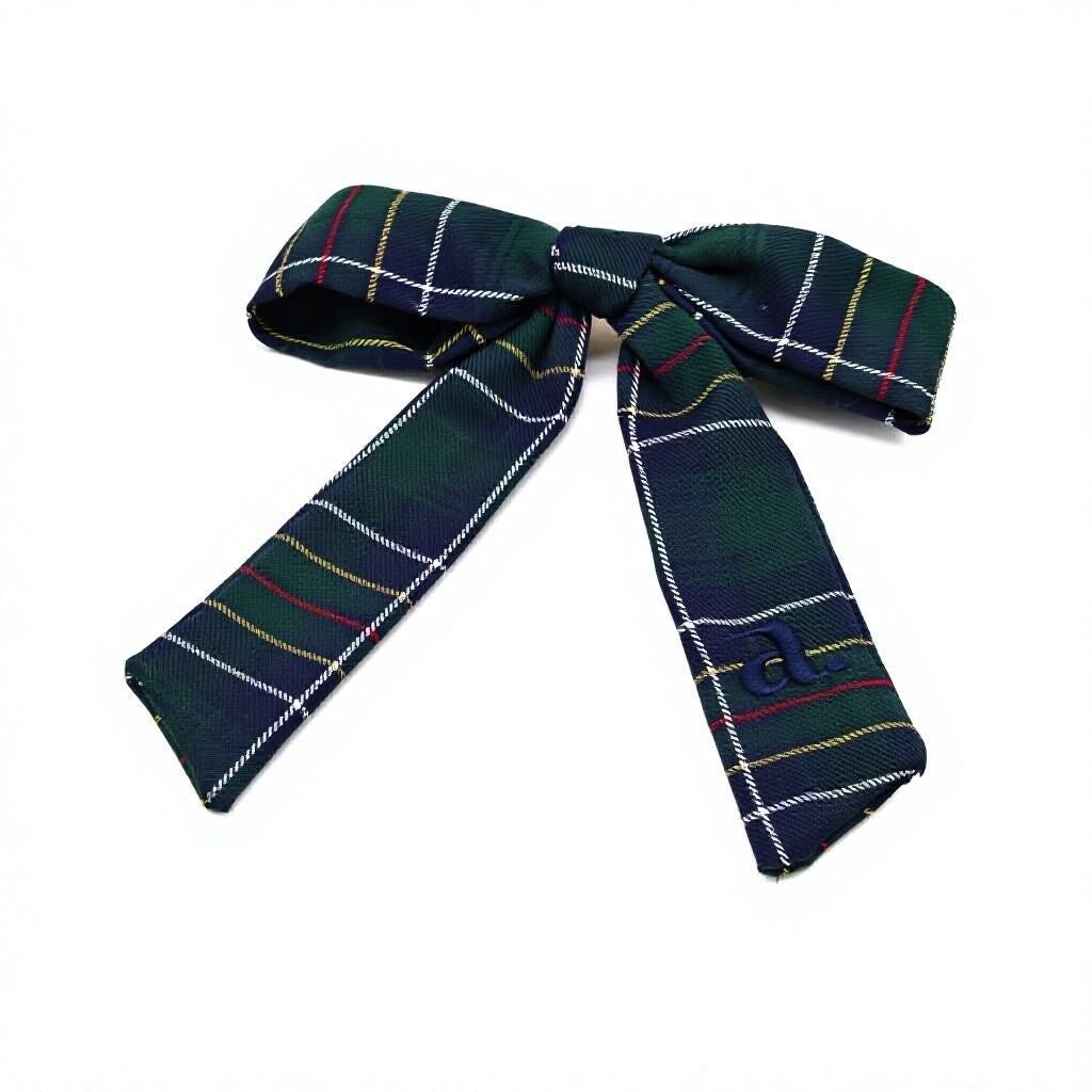 Navy Plaid Bow