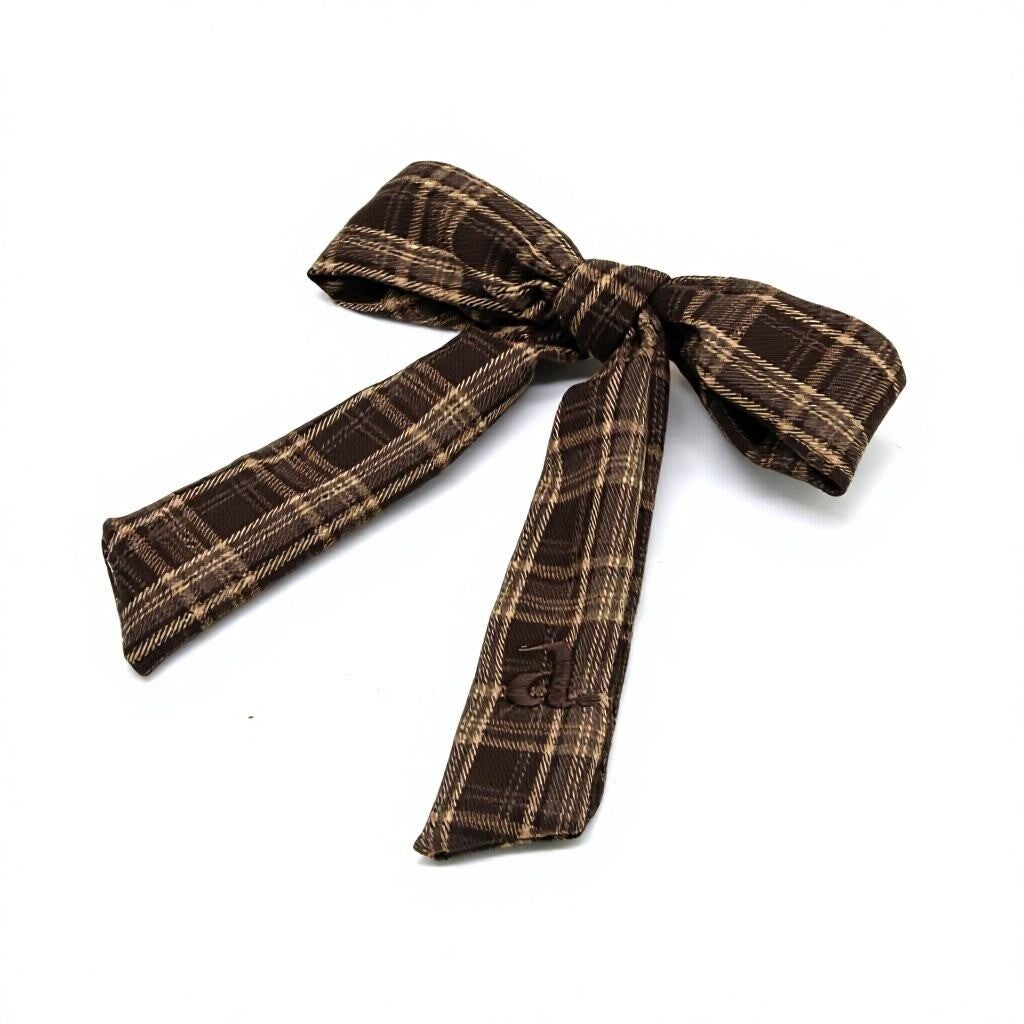 Brown Plaid Bow