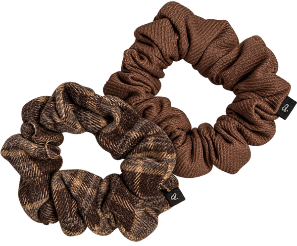 Brown and Plaid Scrunchie