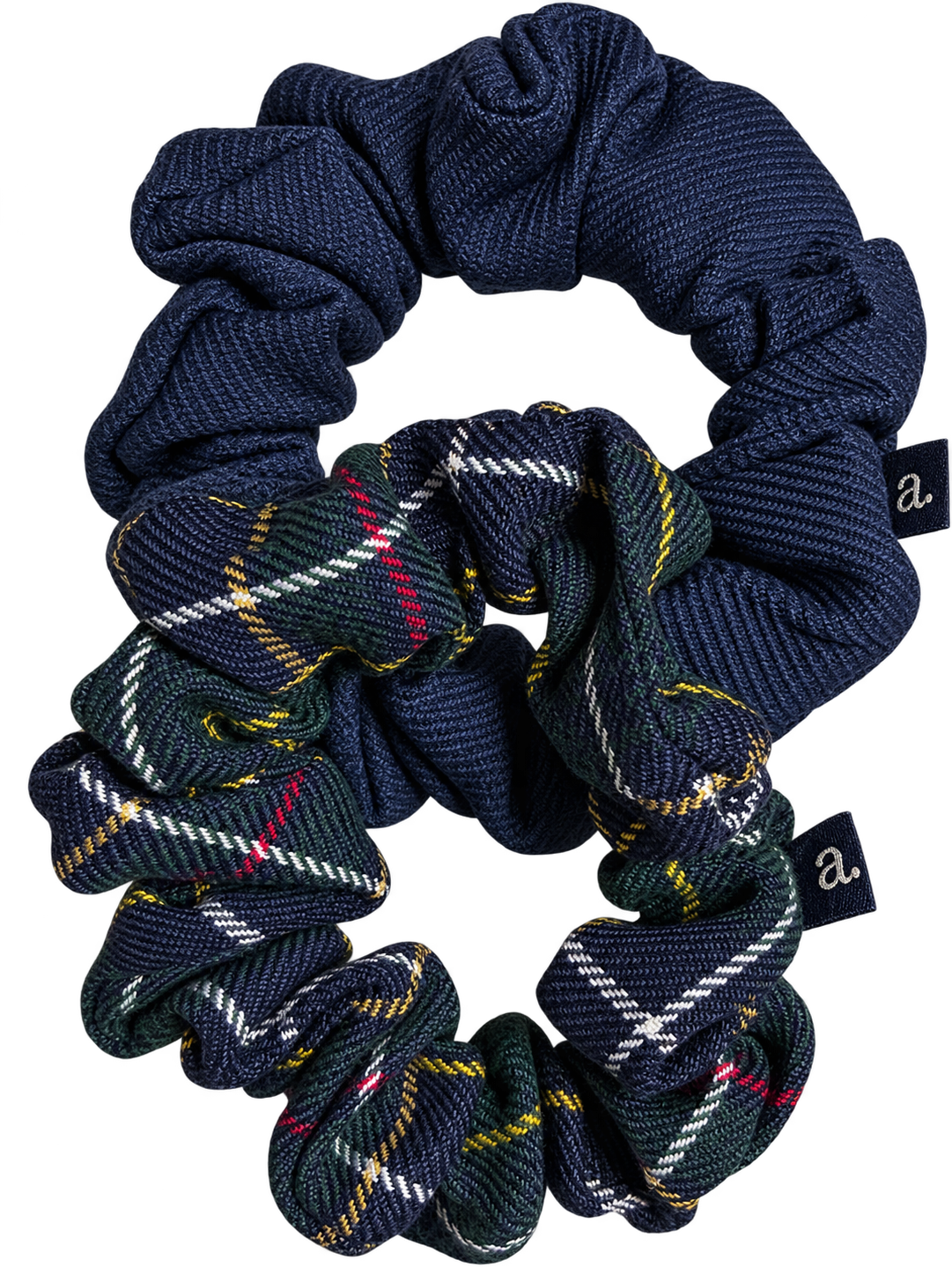 Navy and Plaid Scrunchie