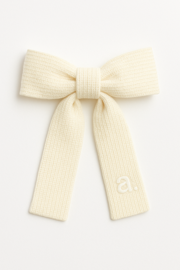 Cream Knit Bow