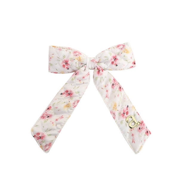 Floral Quilted Satin Bow