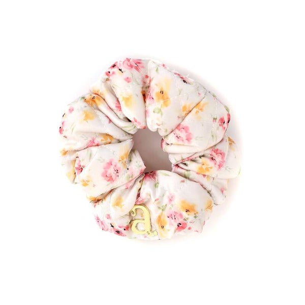 Floral Quilted Satin Scrunchie