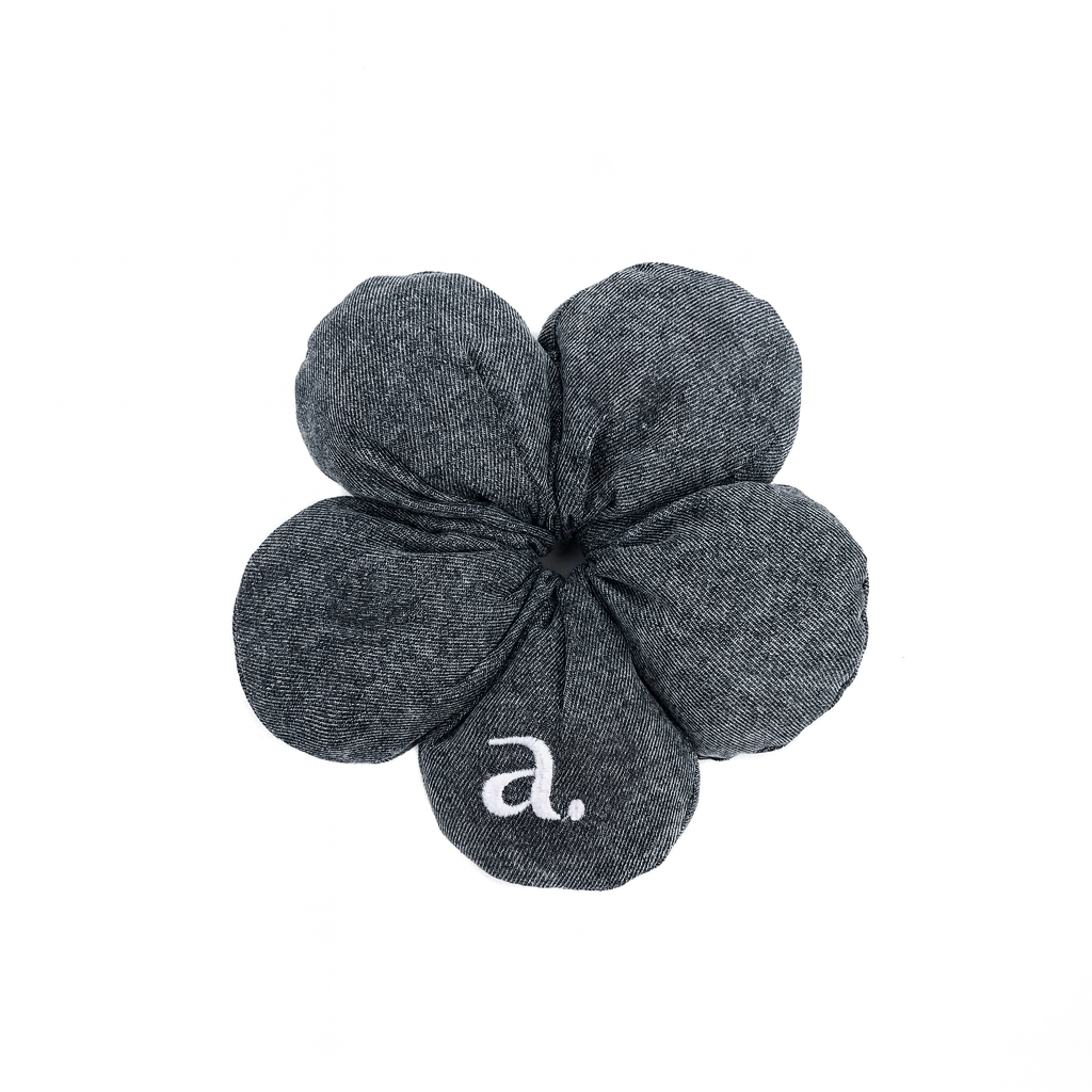 Grey Denim Flower Scrunchie