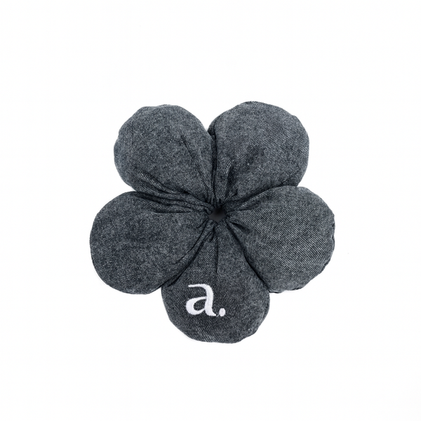 Grey Denim Flower Scrunchie