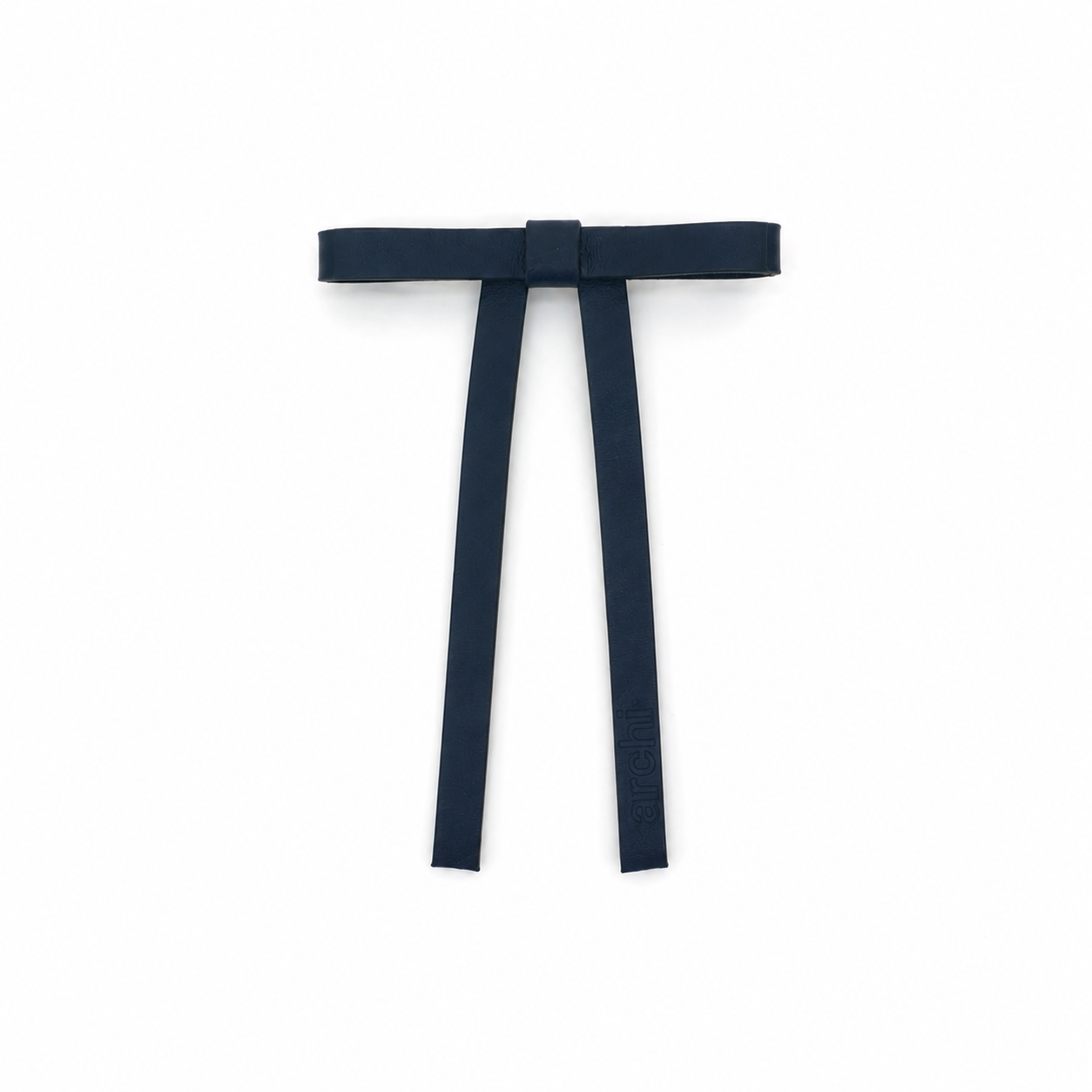Navy Leather Bow