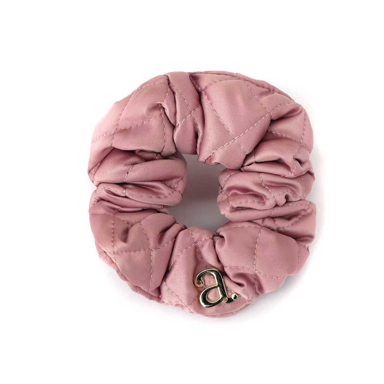 Pink Quilted Satin Scrunchie