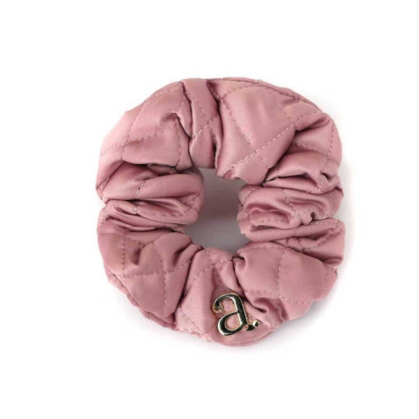 Pink Quilted Satin Scrunchie