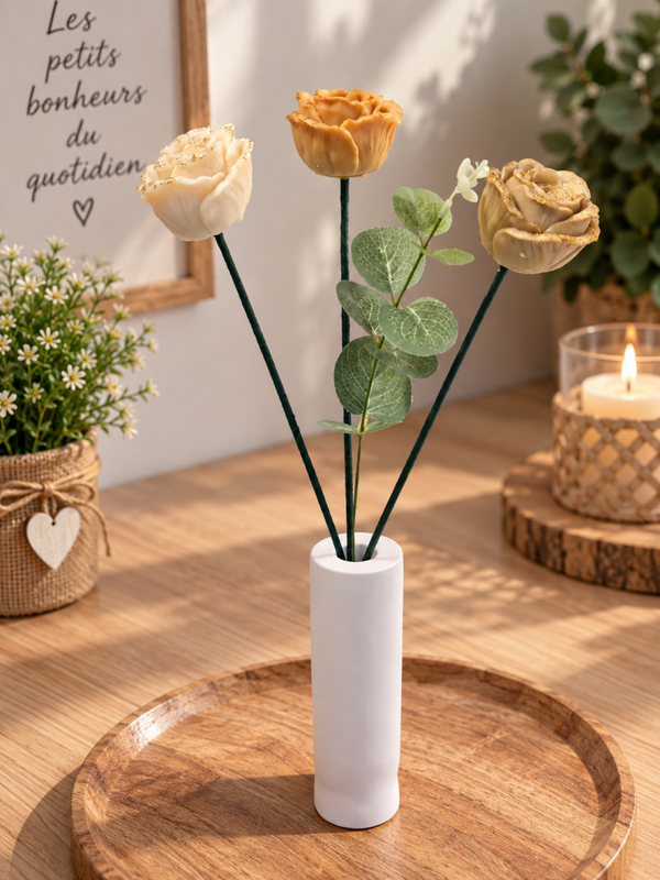 Vase resine  3 roses
