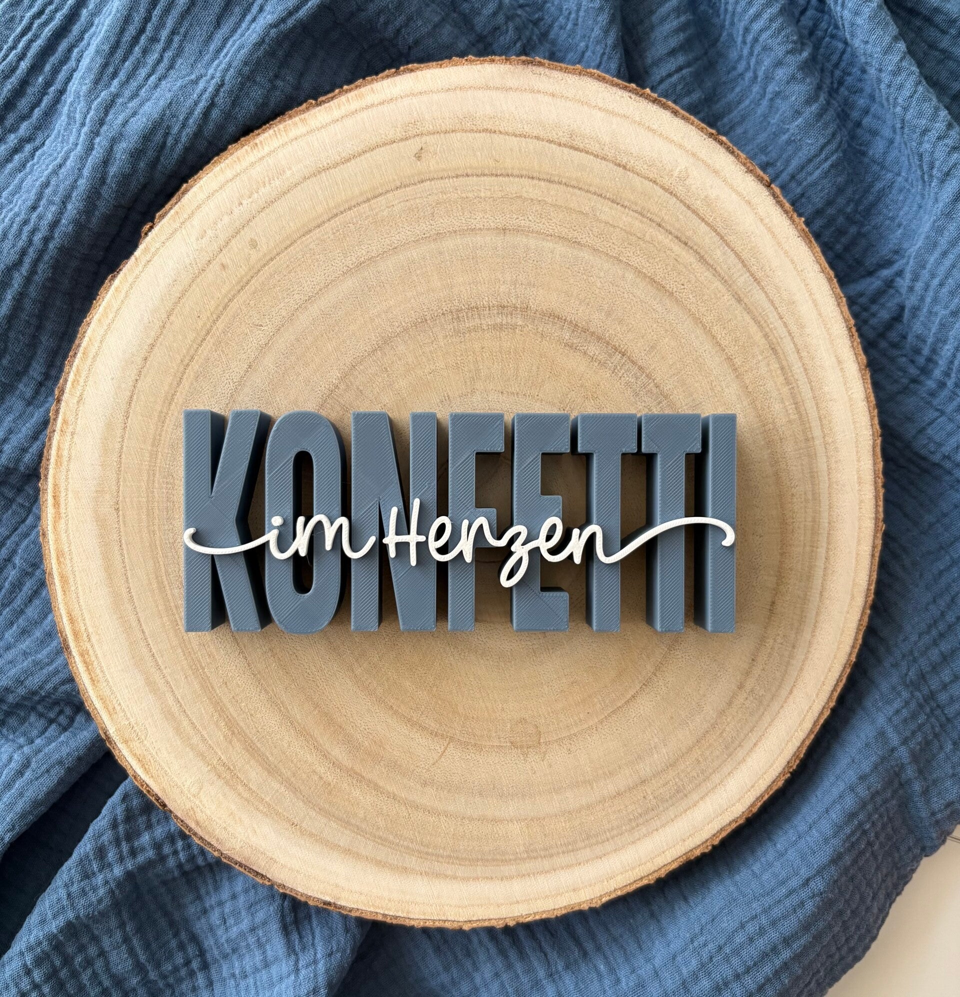 "Konfetti im Herzen" - grau/blau