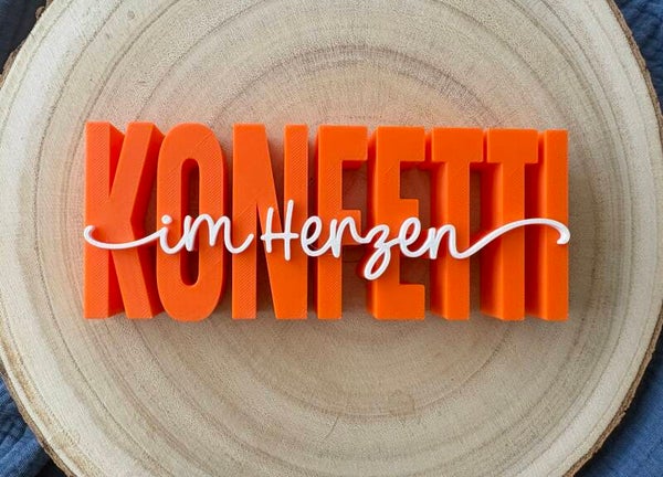 3D Schriftzug "Konfetti im Herzen"