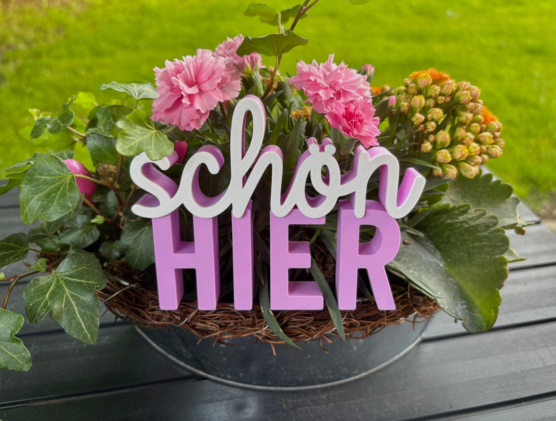 3D Schriftzug "schön HIER"