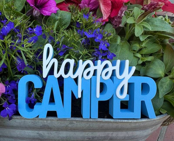 3D Schriftzug "happy Camper"