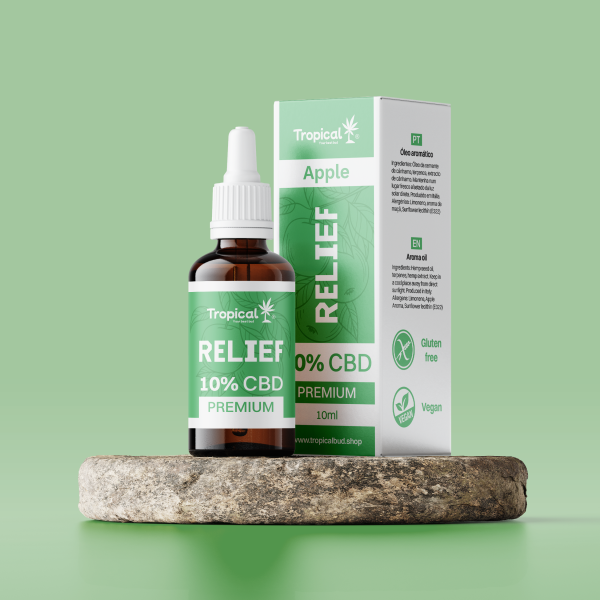 Tropical ÓLEO DE CBD PARA DORES 10% – TROPICAL BUD PREMIUM MAÇÃ (10ML)